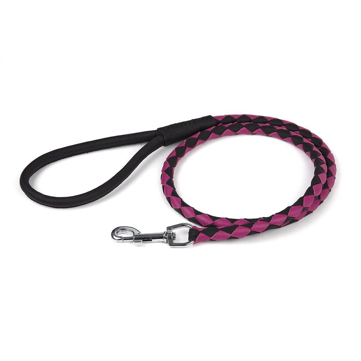 Dual-color braided round leather dog lead made from soft premium leather with reinforced stitching and durable hardware for stylish, comfortable walks