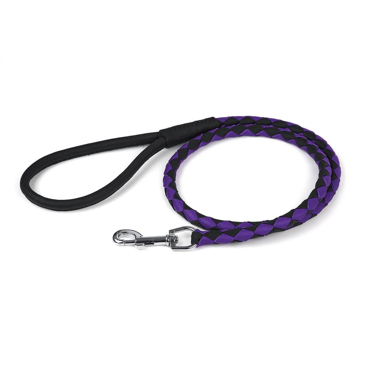 Dual-color braided round leather dog lead made from soft premium leather with reinforced stitching and durable hardware for stylish, comfortable walks
