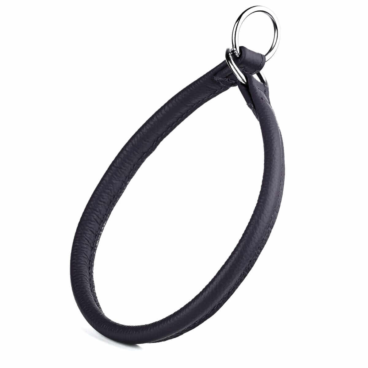 Soft leather round slip collar for dogs, durable and comfortable training collar with smooth finish and adjustable fit