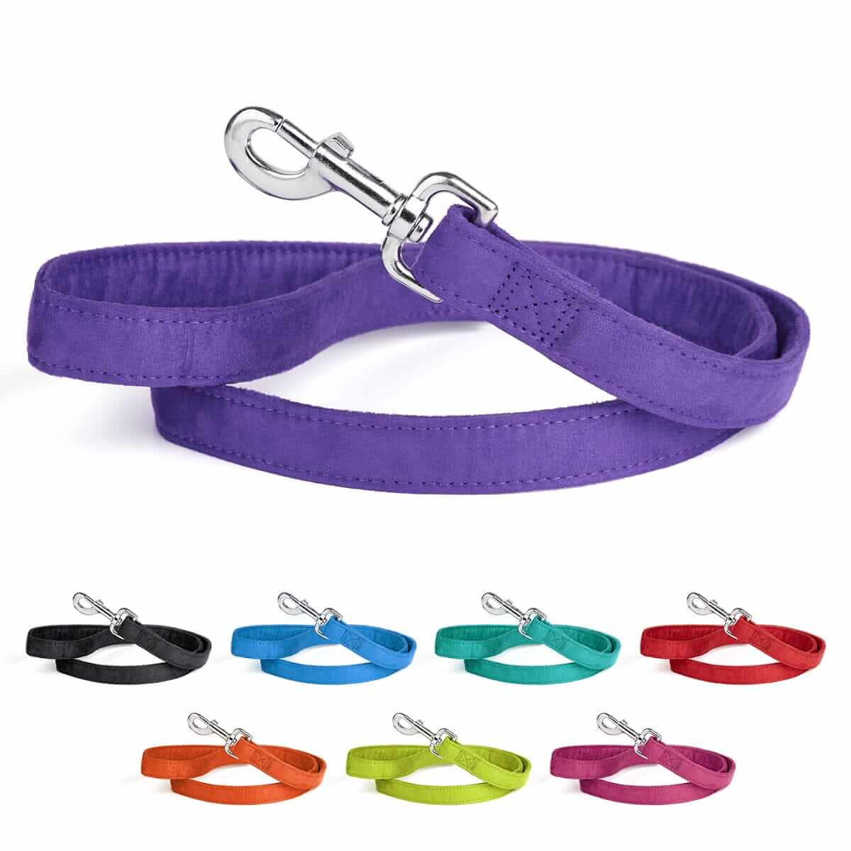 Comfort microfiber flat dog leash with soft padded grip and durable metal clasp for secure, everyday walks