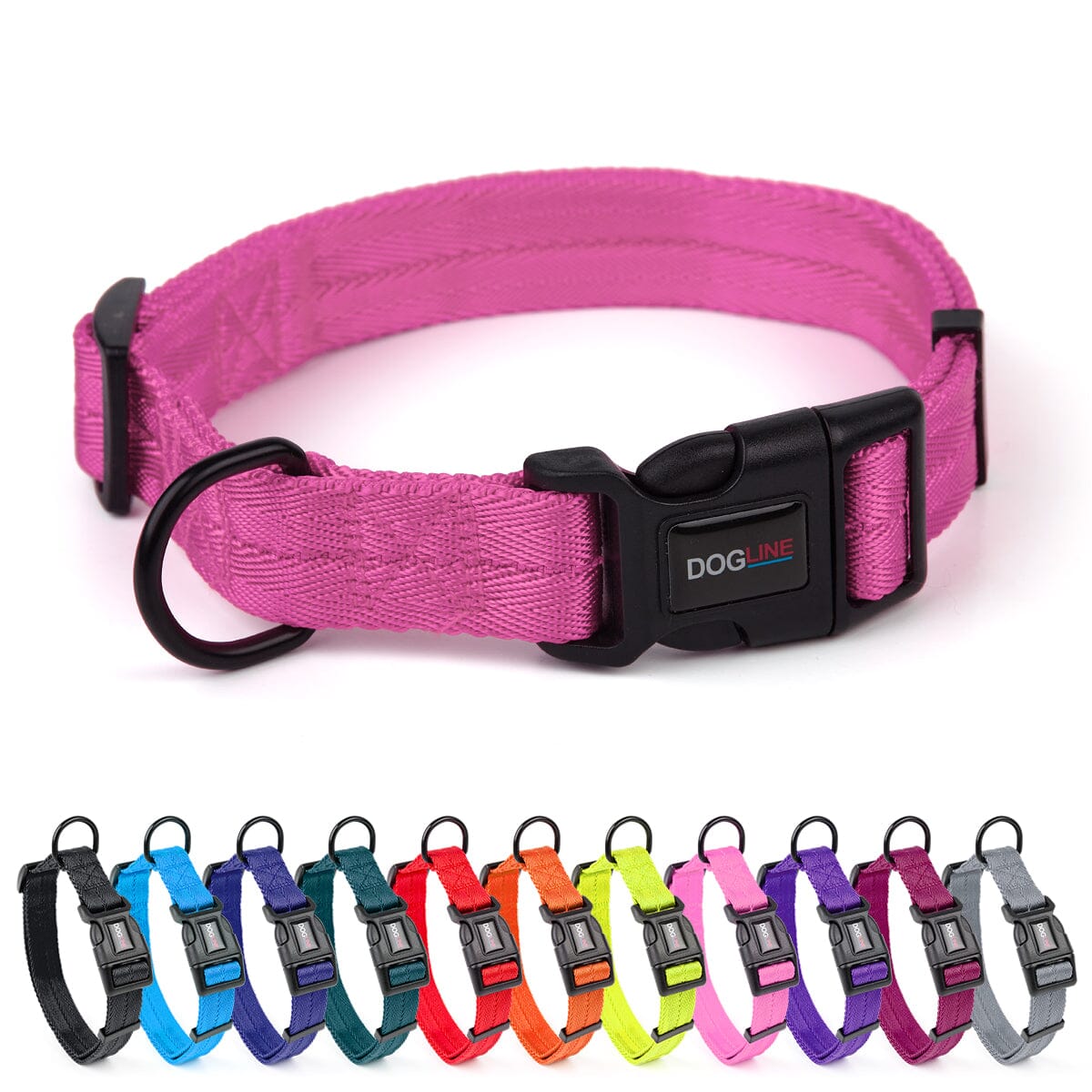Nylon flat dog collar with adjustable buckle and durable hardware for everyday comfort and control