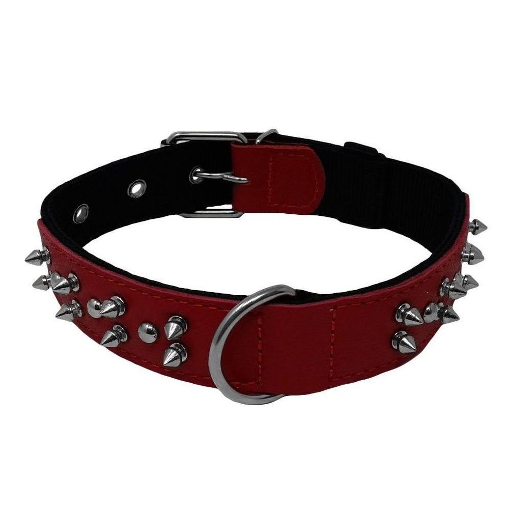 Leather and nylon spike dog collar – durable, stylish protection collar with metal spikes for medium and large breeds