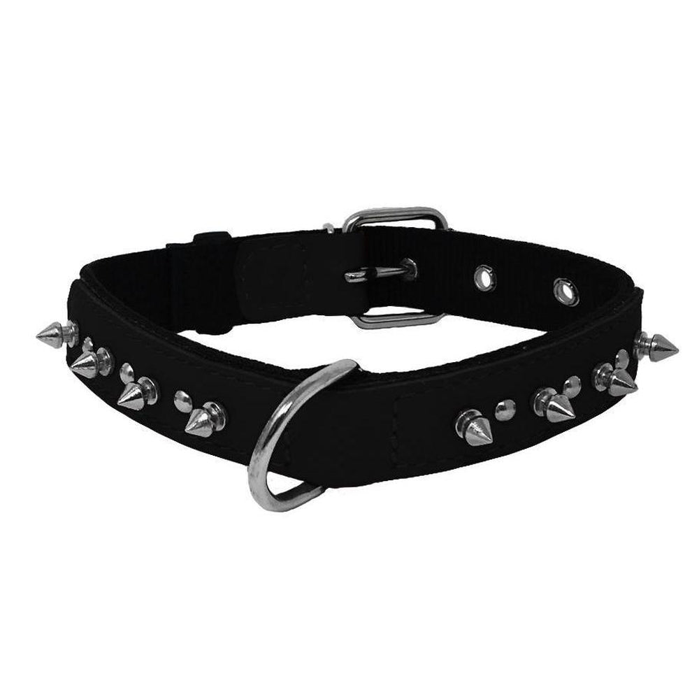 Leather and nylon spike dog collar – durable, stylish protection collar with metal spikes for medium and large breeds