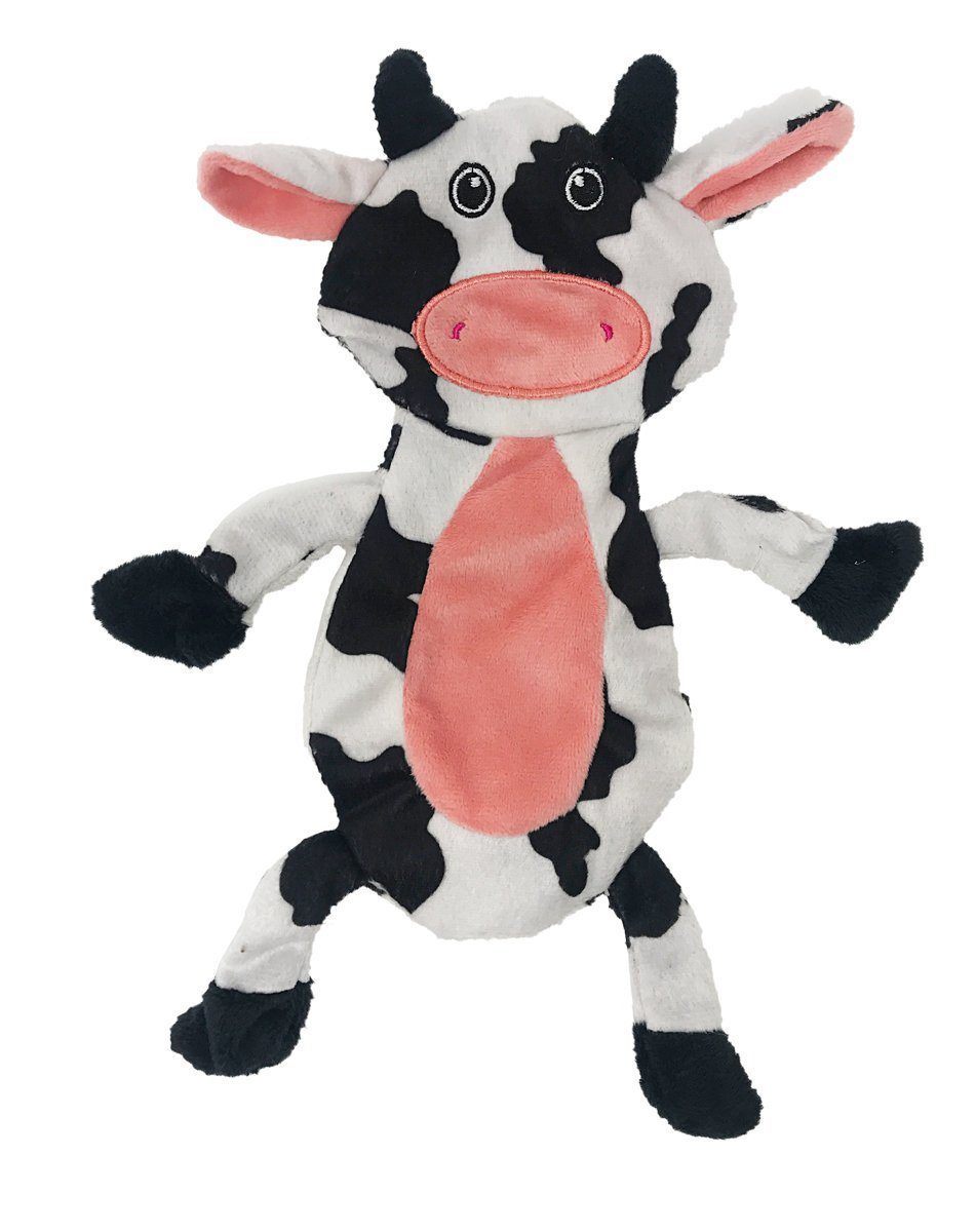 12-inch crinkle cow flat dog toy  – soft, stuffing-free toys with crinkle sounds for interactive play