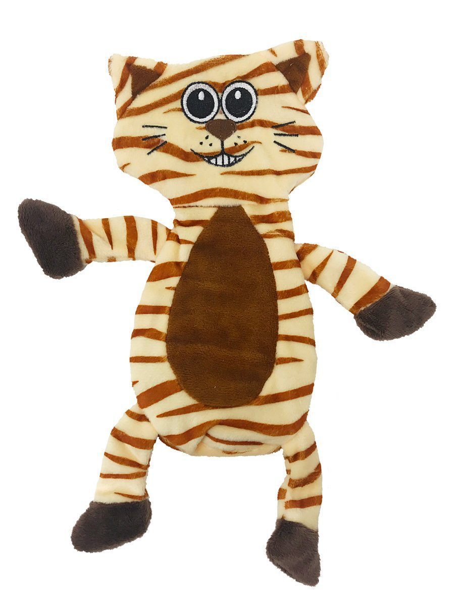 12-inch crinkle tiger flat dog toy – soft, stuffing-free toys with crinkle sounds for interactive play