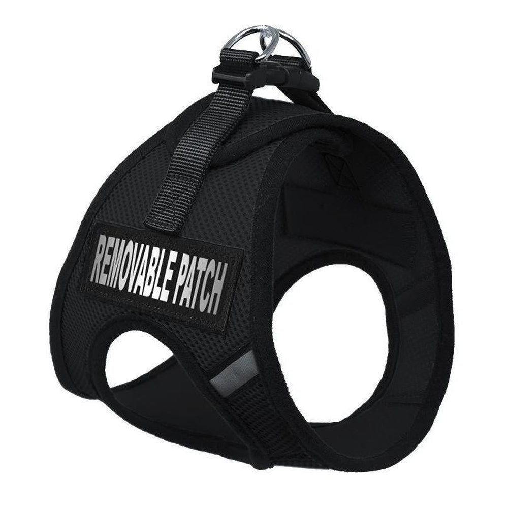 York mesh dog harness with built-in hook and loop fasteners for easy adjustment and secure, breathable fit
