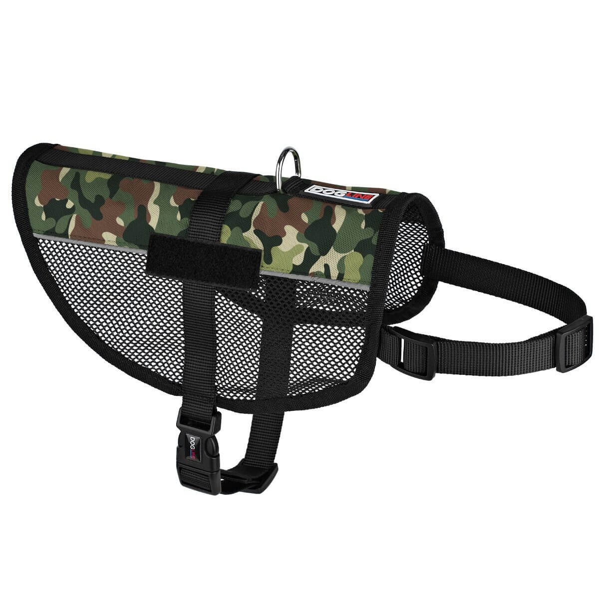 A display of a Soft, ventilated dog vest harness made with breathable mesh fabric