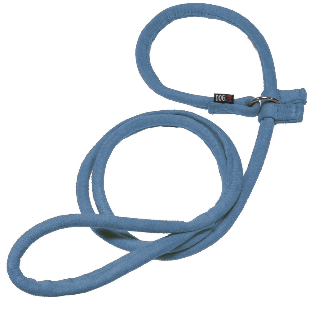 Blue dog slip lead, round design, made from microfiber