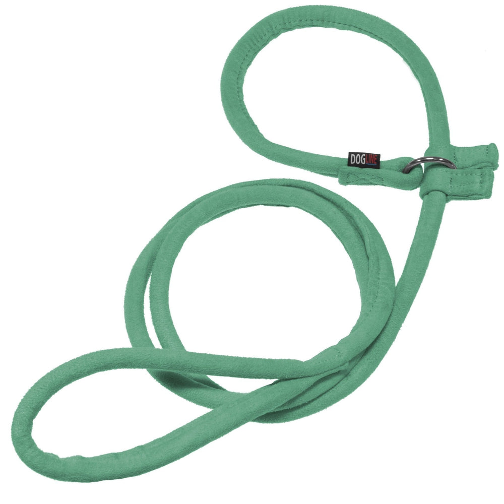 Teal dog slip lead, round design, made from microfiber