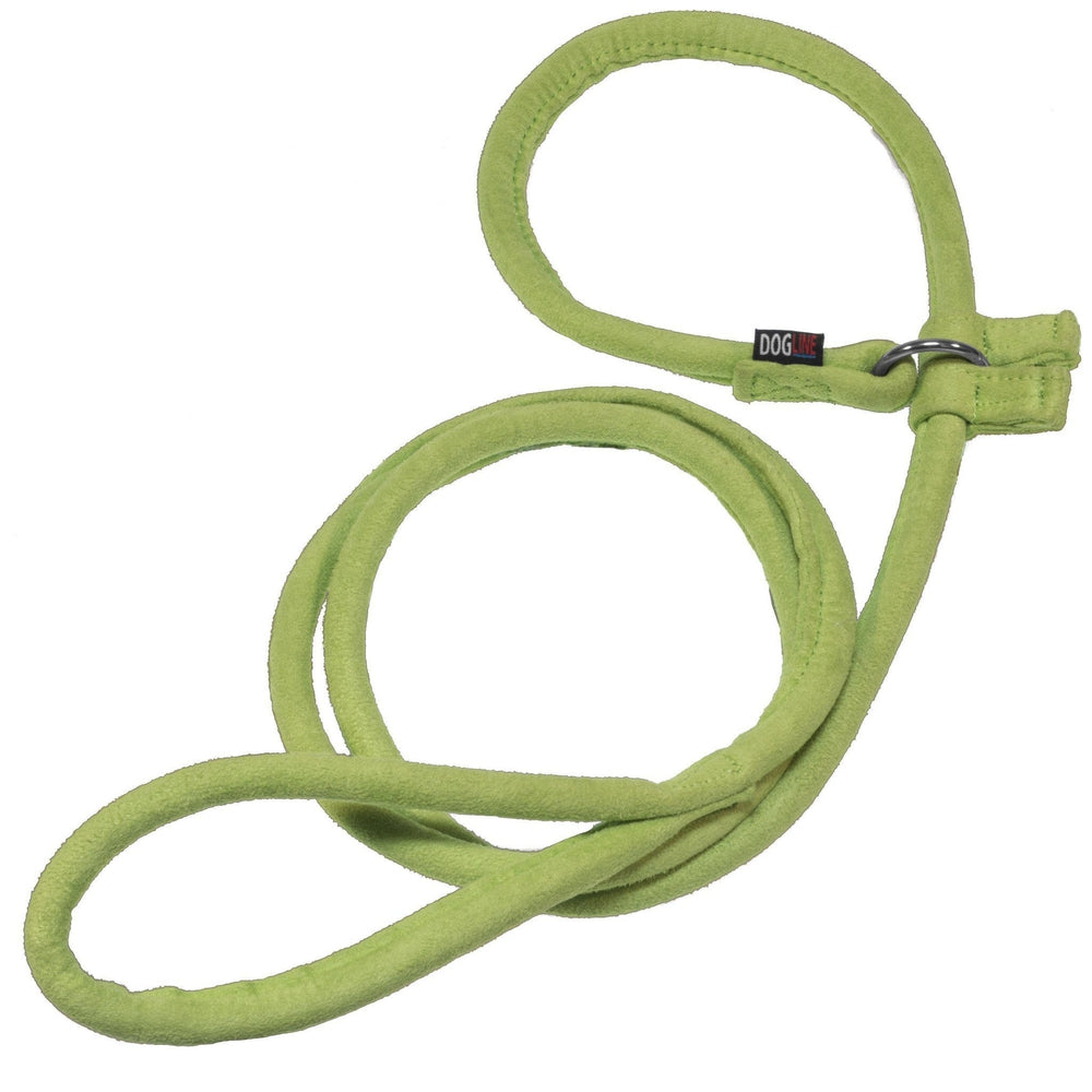 Lime green dog slip lead, round design, made from microfiber
