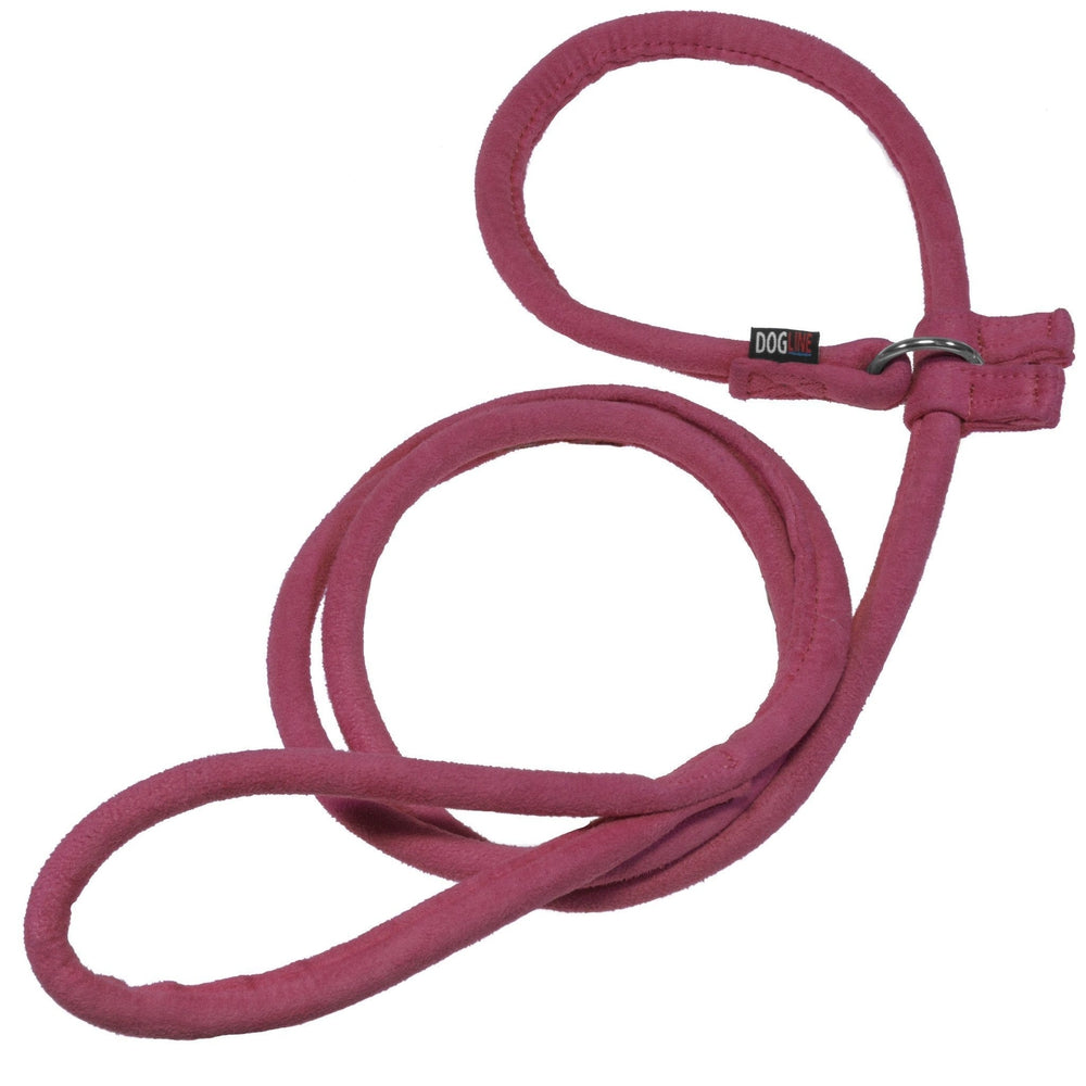 Pink dog slip lead, round design, made from microfiber