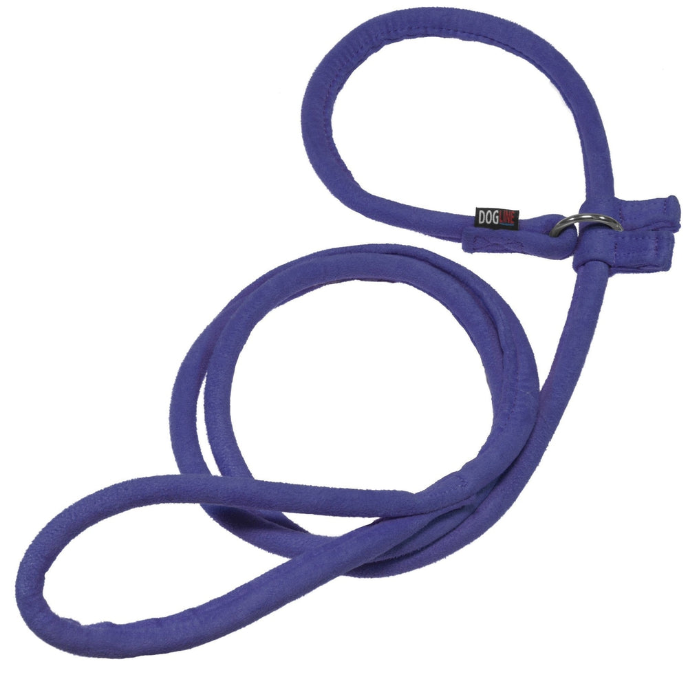 Purple dog slip lead, round design, made from microfiber