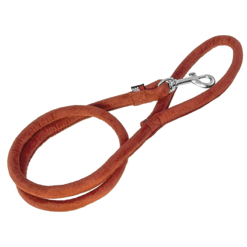 Orange microfiber dog leash with metal snap hook, round design