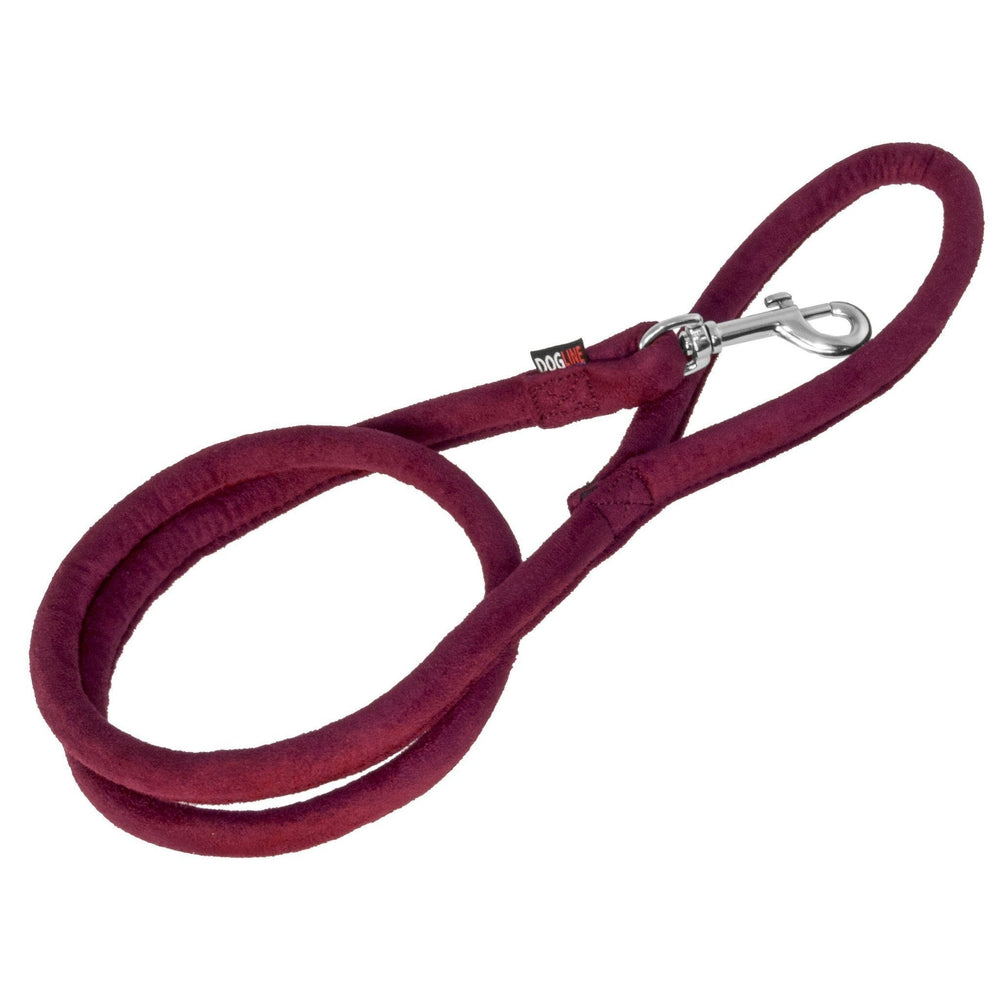 Pink microfiber dog leash with metal snap hook, round design