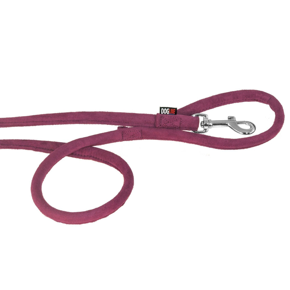 Purple microfiber dog leash with metal snap hook, round design