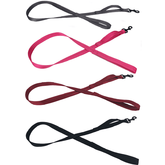 Durable nylon flat dog leash with built-in traffic handle – strong, comfortable grip for everyday walks and close control in busy areas