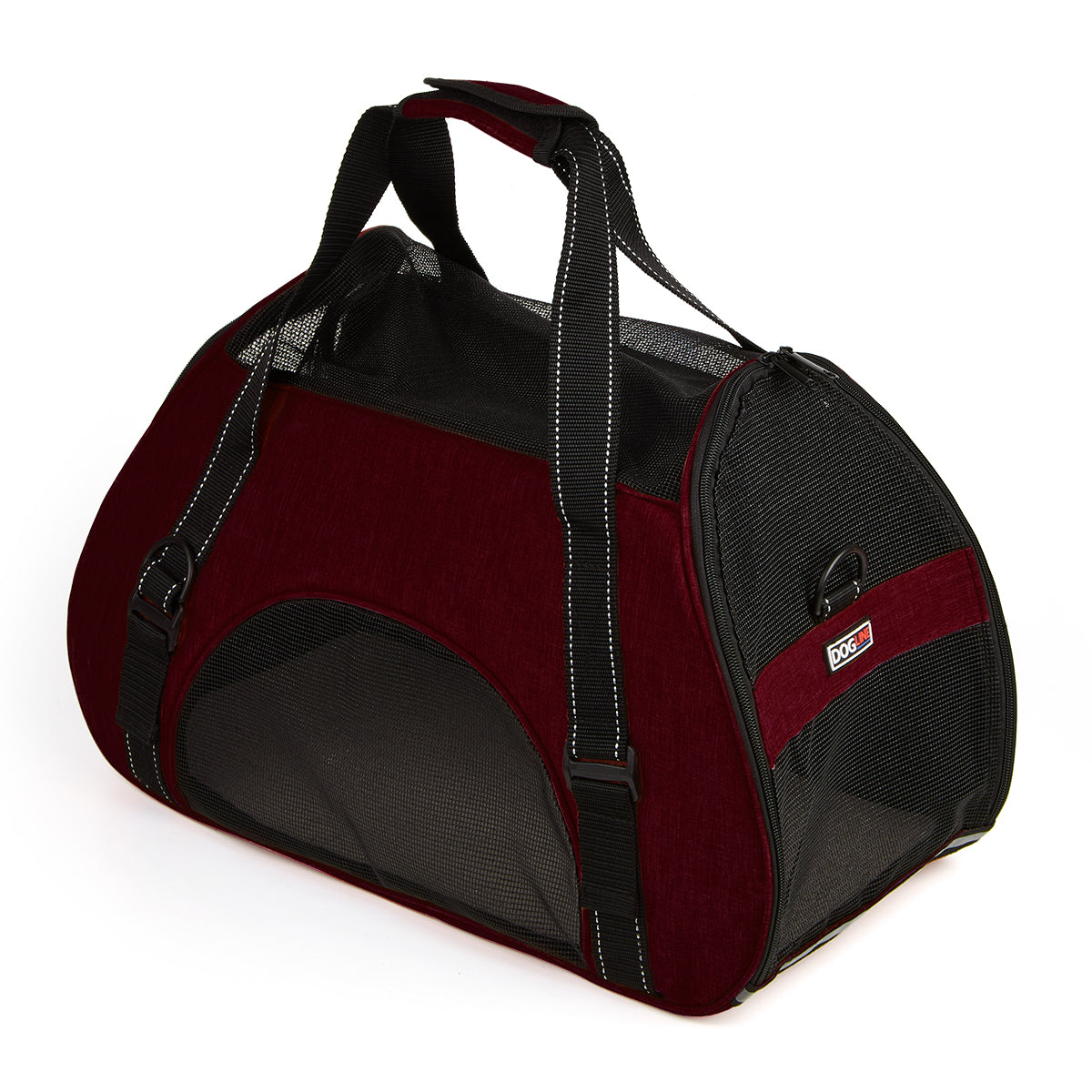 Airline-approved pet carrier backpack with small dog inside, head sticking out for safe, comfortable, and hands-free travel"