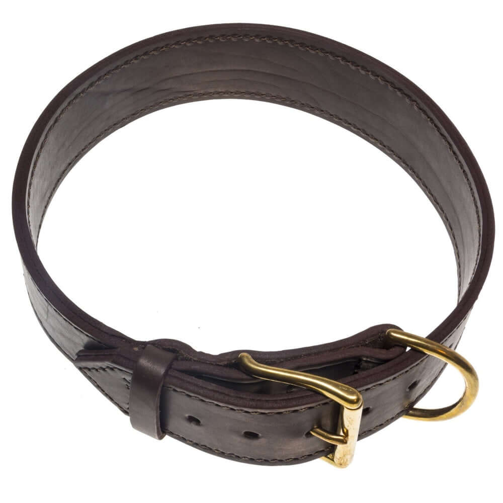 Viper leather two-ply dog collar with reinforced stitching and durable hardware for long-lasting strength