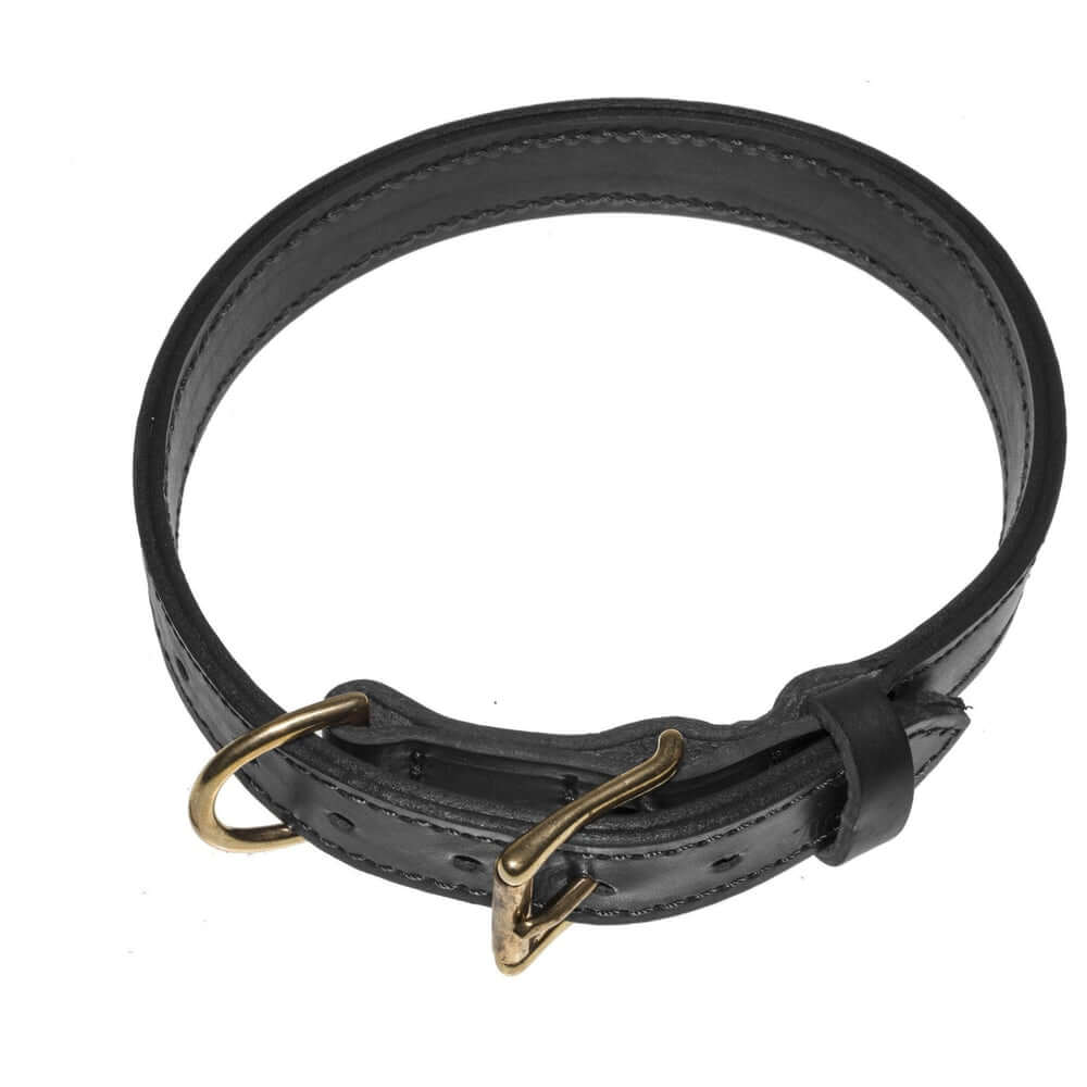 Viper leather two-ply dog collar with reinforced stitching and durable hardware for long-lasting strength