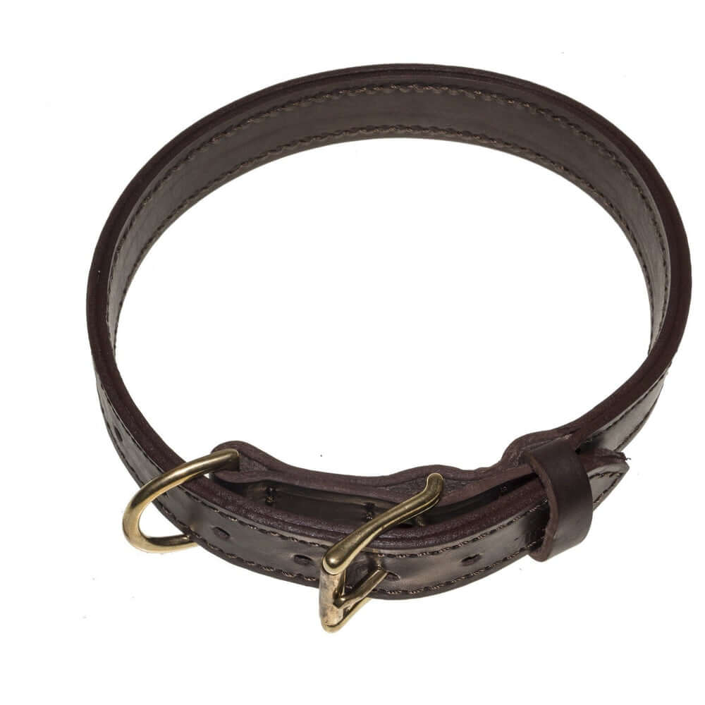 Viper leather two-ply dog collar with reinforced stitching and durable hardware for long-lasting strength