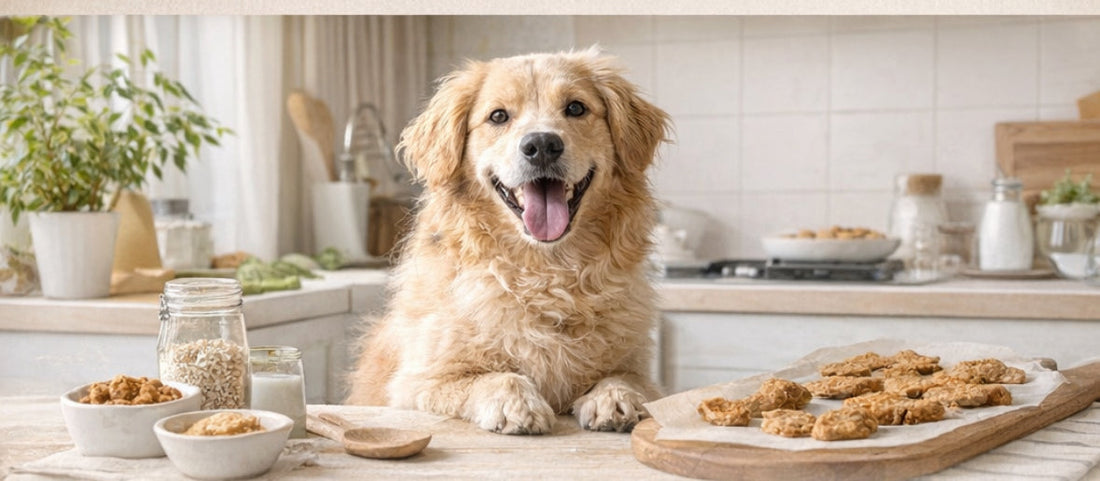4- Ingredients Home Made Dog Treats  (Peanut Butter & Oatmeal Recipe)