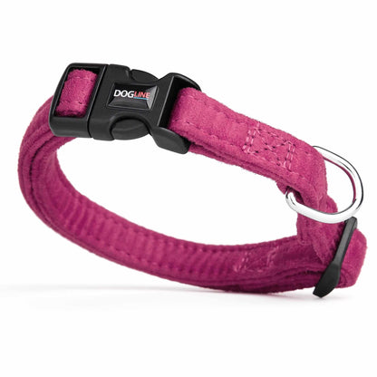 Pink dog collar with quick release buckle and metal ring, made from soft microfiber, 5/8 inches wide