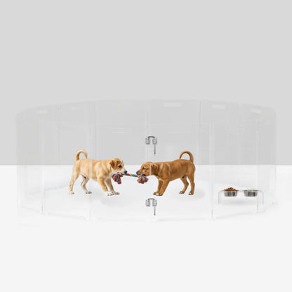 Clear Acrylic Pet Playpen – Round Modular Dog Playpen for Indoor Use with Door (Portable & Expandable)