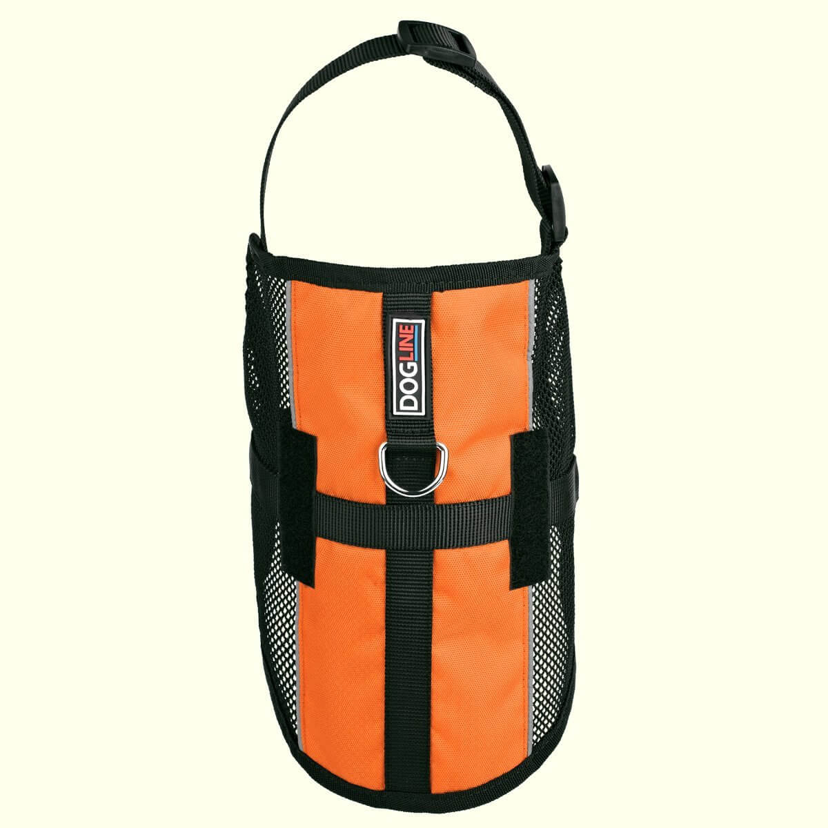 A display of an orange Breathable mesh air vest for dogs, ideal for warm weather walks