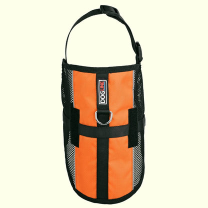 A display of an orange Breathable mesh air vest for dogs, ideal for warm weather walks