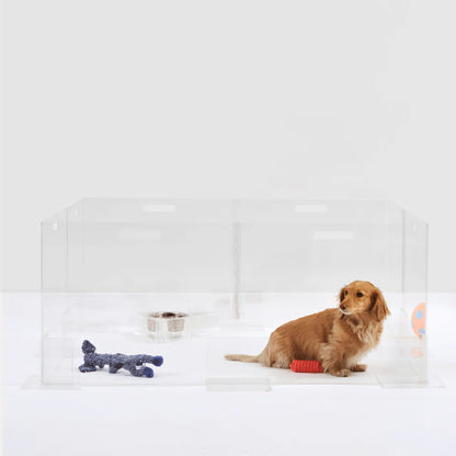 Clear Acrylic Dog Playpen 24” High – Modern Invisible Indoor Pet Pen