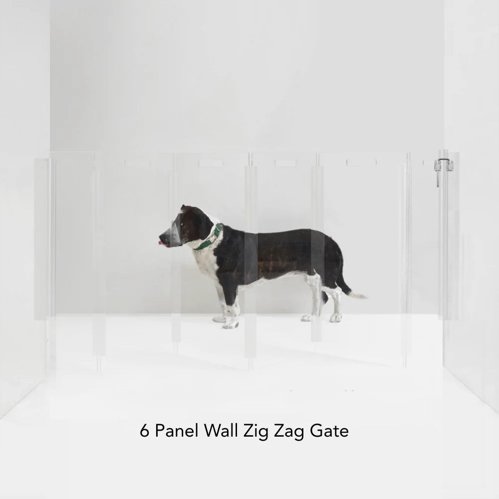 Hiddin Clear Pet Gate – Modern Acrylic Wall Mounted Lucite Zig Zag Dog Gate (Tall)