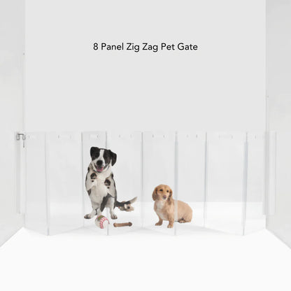 Hiddin Clear Pet Gate – Modern Acrylic Wall Mounted Lucite Zig Zag Dog Gate (Tall)