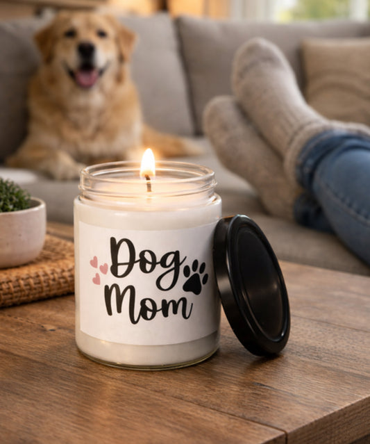 Dog Mom Soy Candle – Scented Paw Print Jar Candle for Dog Lovers & Pet Moms