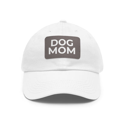 Dog Mom Leather Patch Dad Hat — Casual Pet Lover Baseball Cap