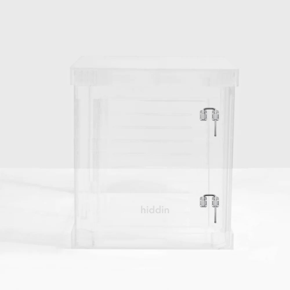 Clear Acrylic Dog Crate & Gate – Modern Lucite Dog Crate Furniture Side Table with Sliver Latch