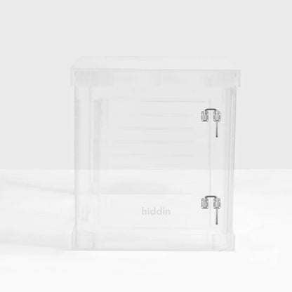 Clear Acrylic Dog Crate & Gate – Modern Lucite Dog Crate Furniture Side Table with Sliver Latch