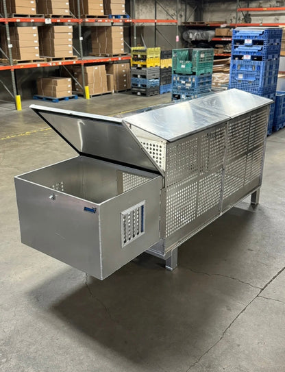 Owens Dog Box 55600 Professional K9 Series Kennel / 46.5 W x 133 D x 63.5 H / Hole Ventilation / Mill Finish Aluminum