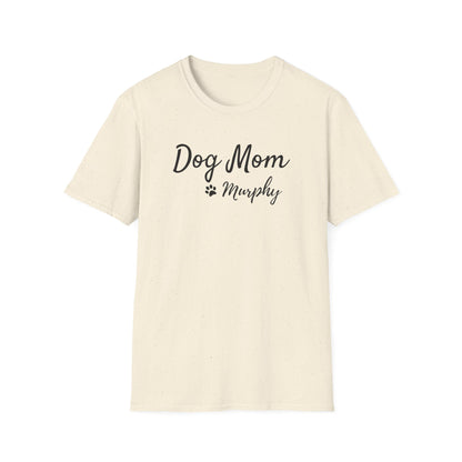 Personalized Dog Mom Shirt with Custom Pet Name – Paw Print Dog Lover T-Shirt