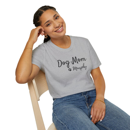 Personalized Dog Mom Shirt with Custom Pet Name – Paw Print Dog Lover T-Shirt