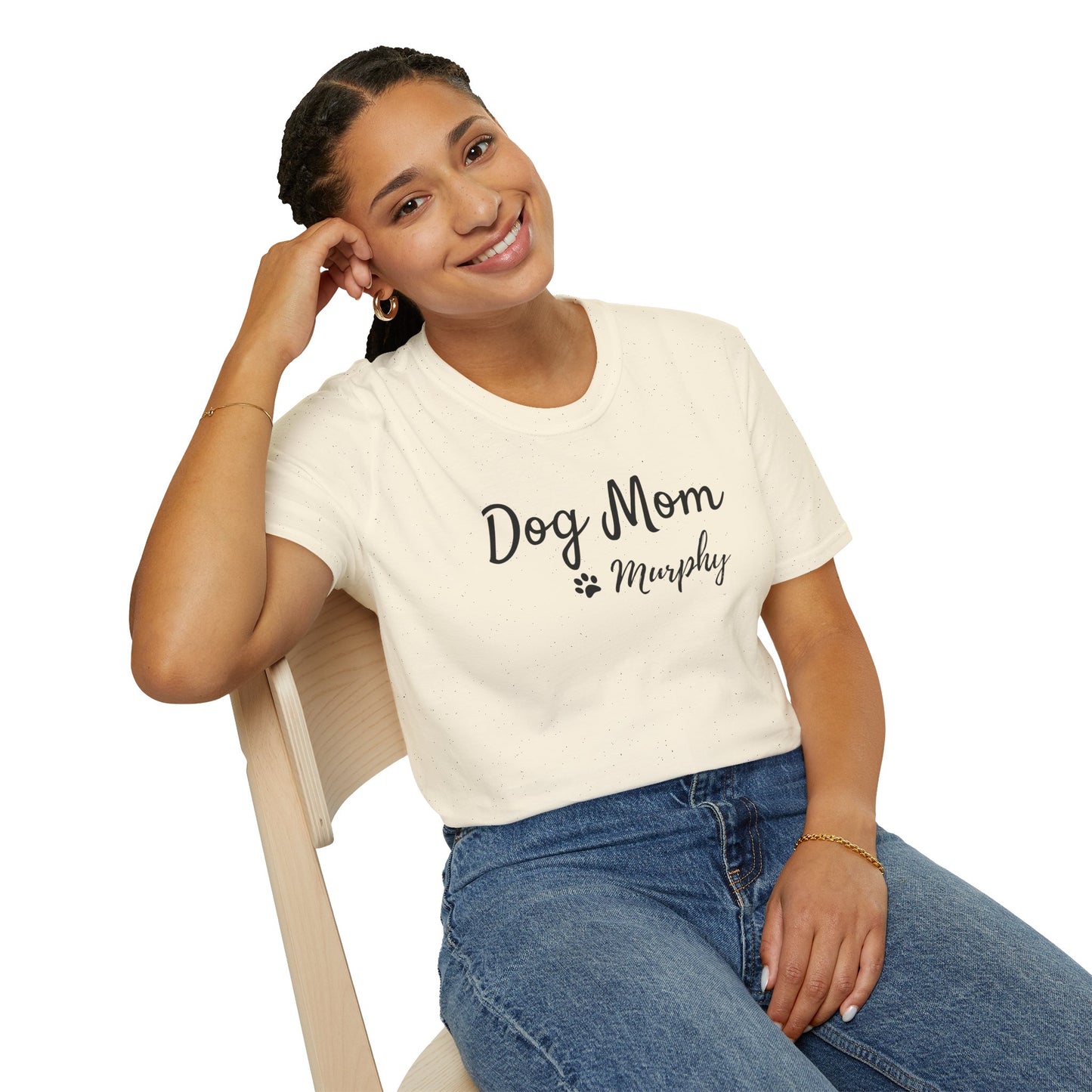 Personalized Dog Mom Shirt with Custom Pet Name – Paw Print Dog Lover T-Shirt