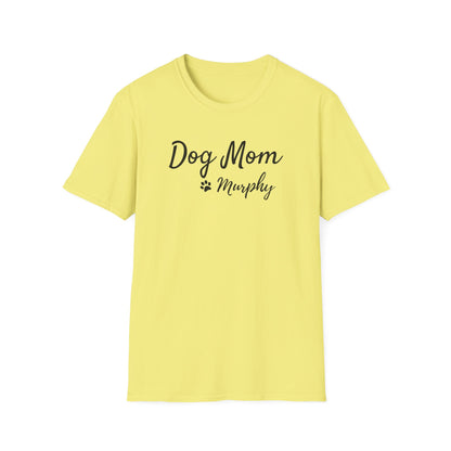 Personalized Dog Mom Shirt with Custom Pet Name – Paw Print Dog Lover T-Shirt