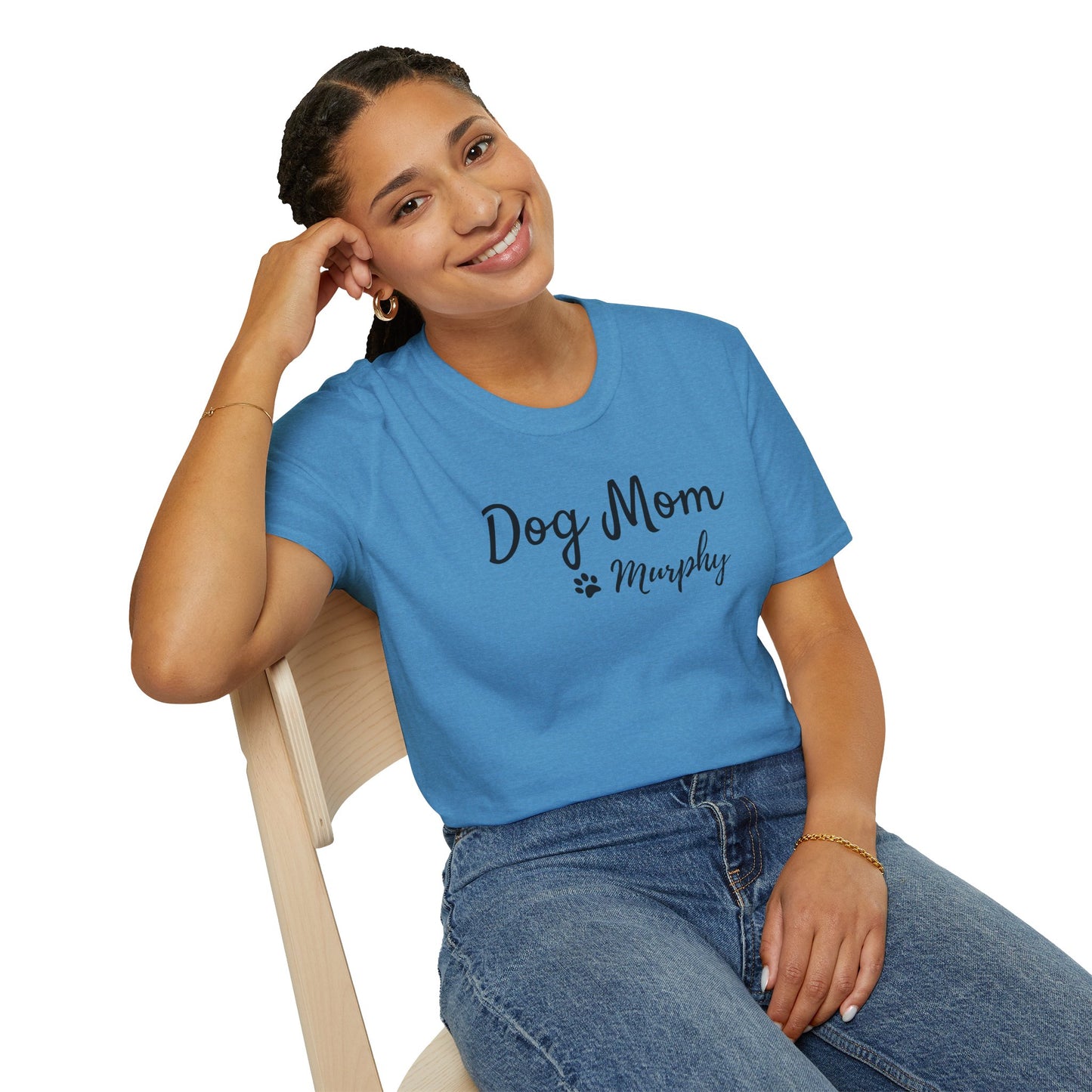 Personalized Dog Mom Shirt with Custom Pet Name – Paw Print Dog Lover T-Shirt