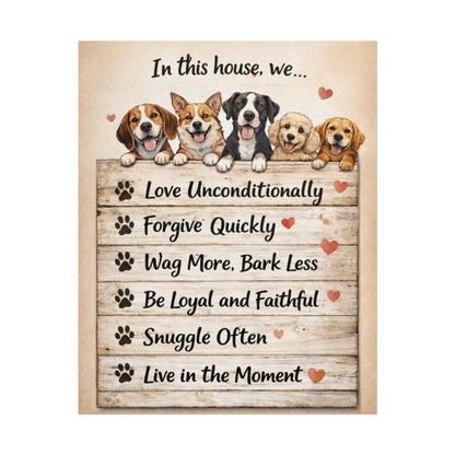 In This House We Love Unconditionally Dog Rules Rolled Poster – Funny Dog Wall Art, Dog Lover Home Decor, Dog Mom Gift