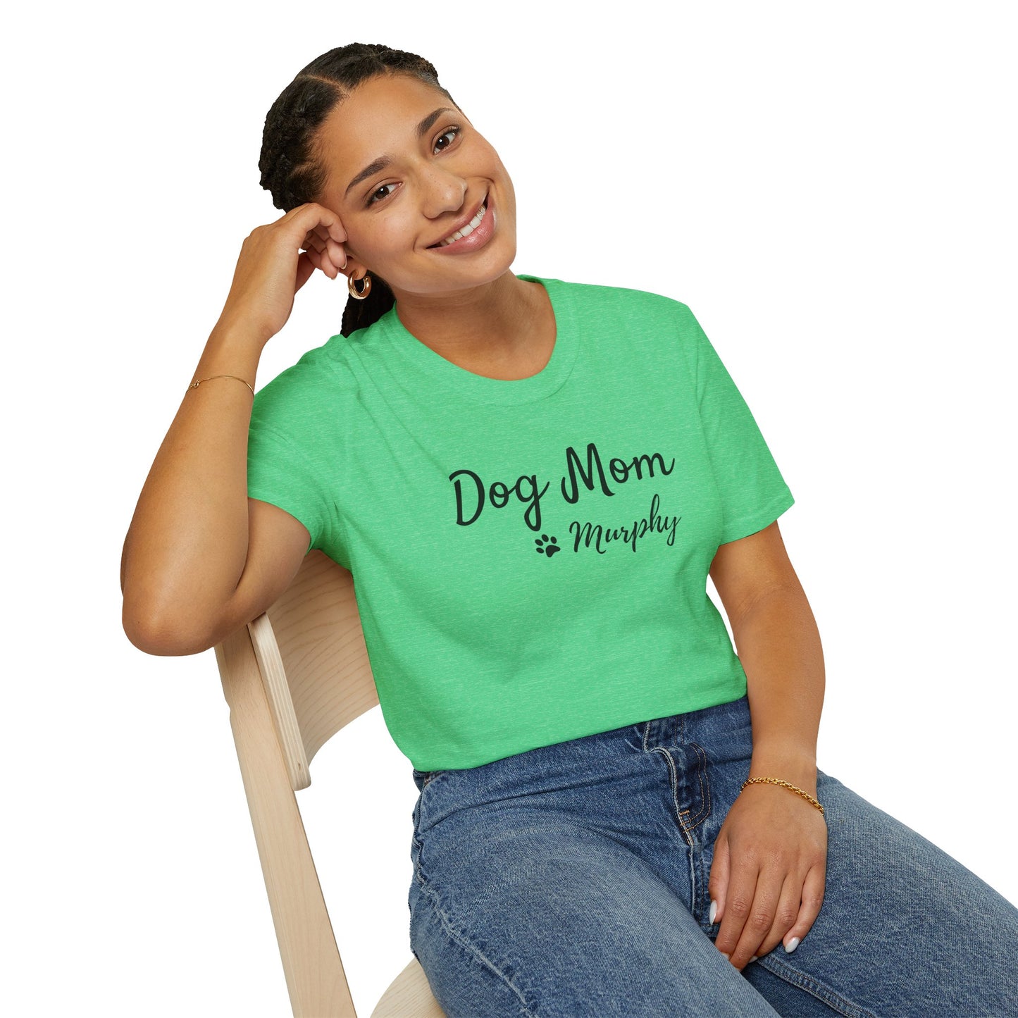 Personalized Dog Mom Shirt with Custom Pet Name – Paw Print Dog Lover T-Shirt