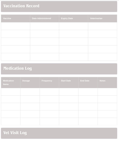 Dog Care Log Book for Dog Moms – Track Feeding, Vet Appointments, Meds & Training