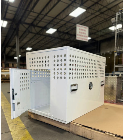 Dog Crate 55331 Professional K9 Series XL – Tactical Aluminum Dog Crate 26″W x 40″D x 30″H – White Mill Finish & Ventilation