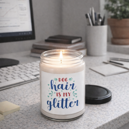 Dog Hair Is My Glitter Candle – Pet Odor Eliminating Soy Candle for Dog Lovers, Funny Dog Mom Home Decor Gift