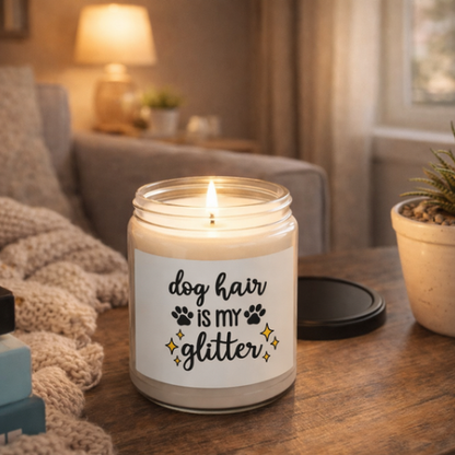 Dog Hair Is My Glitter Scented Soy Candle – Funny Dog Lover Candle, Clean-Burning Soy Candle for Dog Lovers