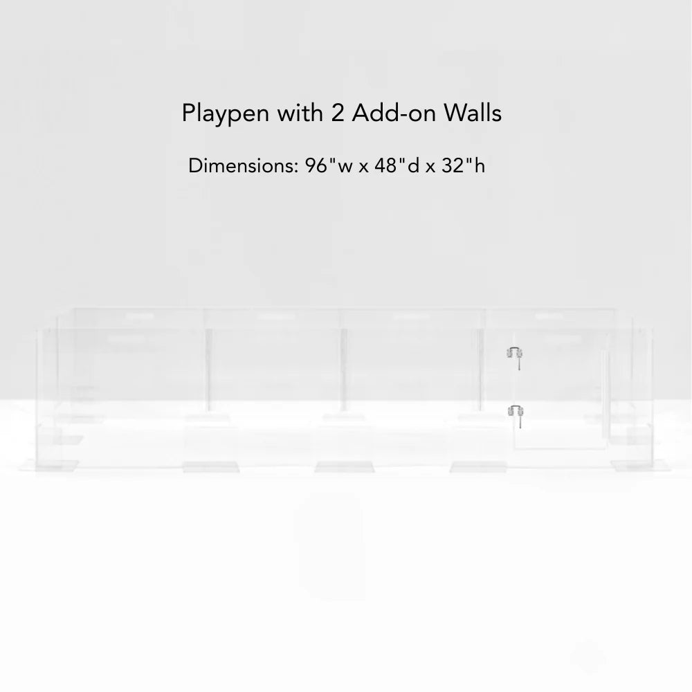 Clear Acrylic Pet Playpen 32” High with Door – Square Indoor Dog Playpen, Expandable Puppy Playpen