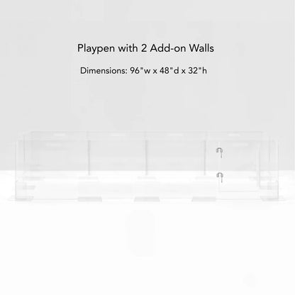 Clear Acrylic Pet Playpen 32” High with Door – Square Indoor Dog Playpen, Expandable Puppy Playpen